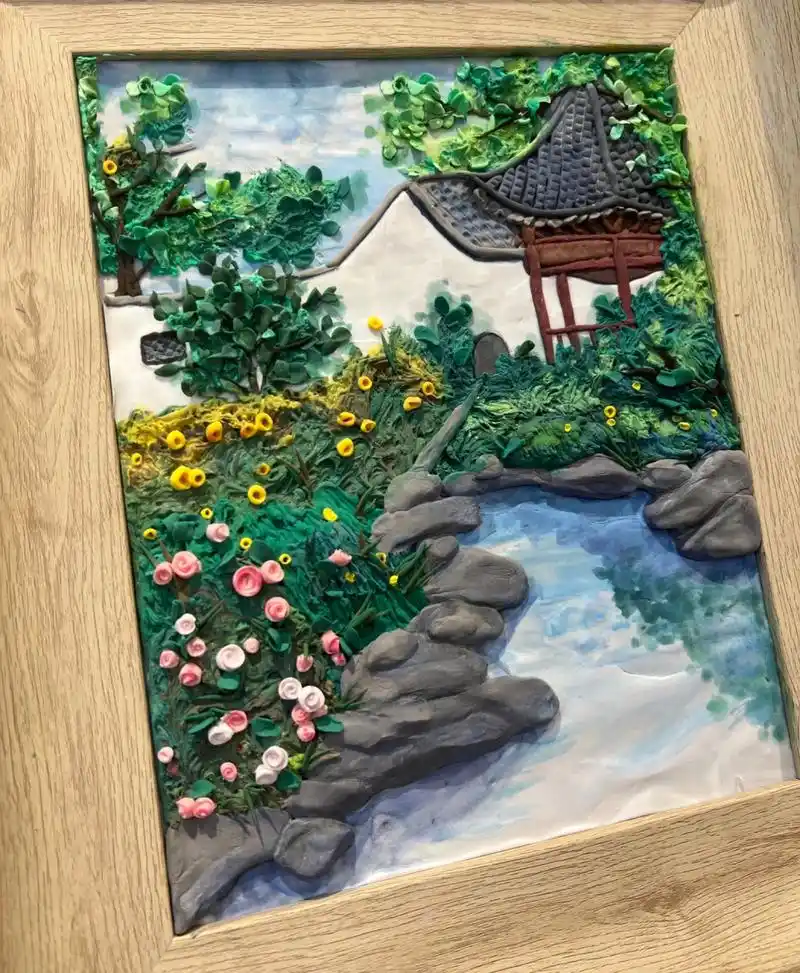 粘土画7915风景 烟雨入江南 山水如墨染91